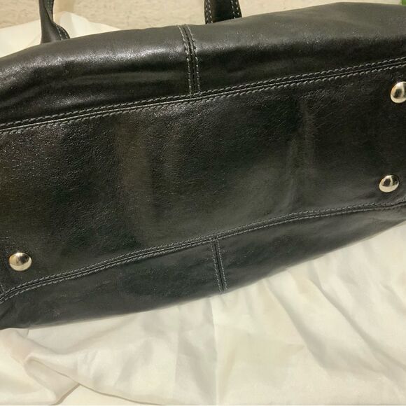 Coach 13914 Black Leather Pleated Garnet Satchel Nickel TurnLock Handbag - Picture 7 of 10